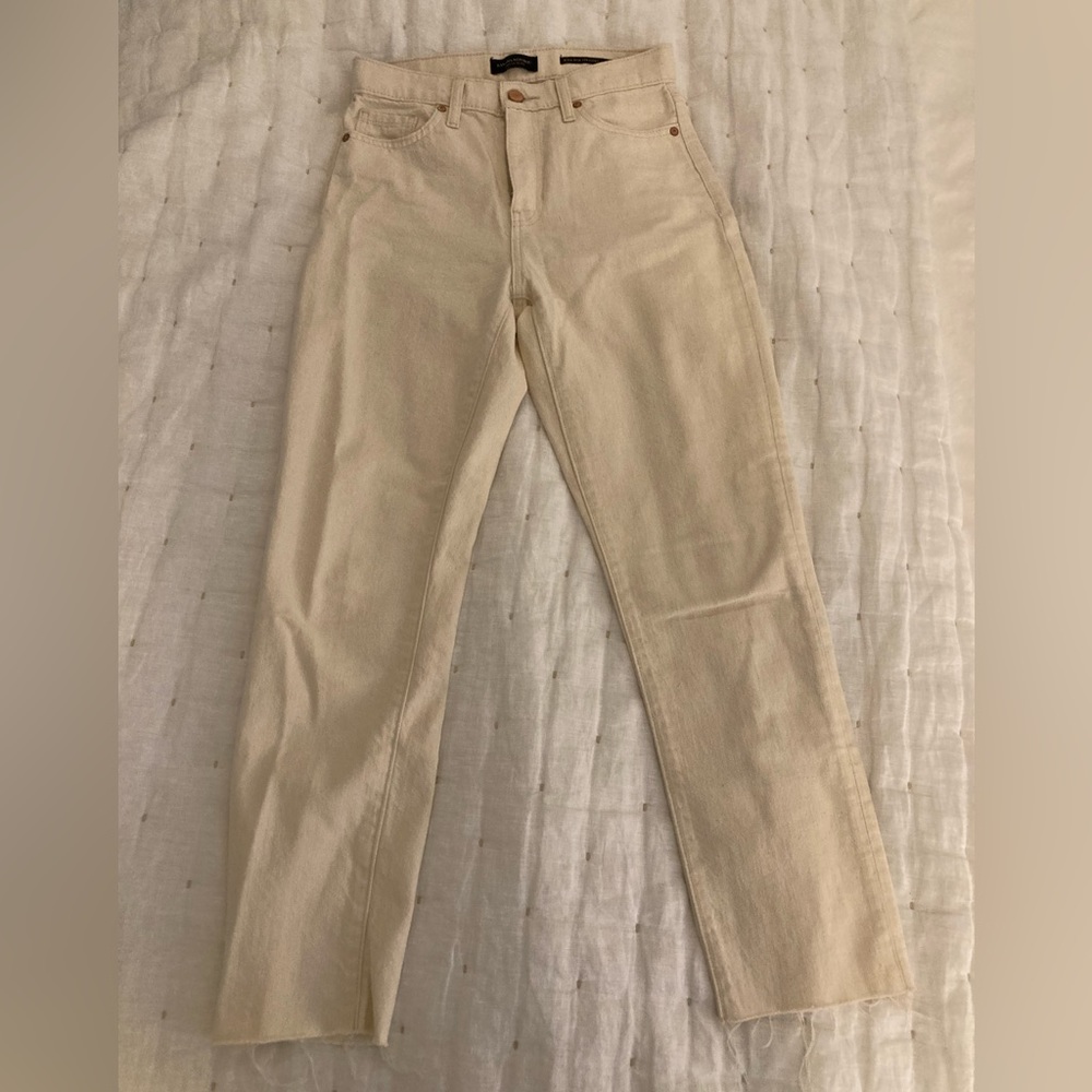 Banana Republic off white high rise straight jeans
